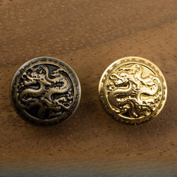 Breloque inspirée du dragon : 10 boutons en métal en laiton antique pour coudre des blazers, des vestes, des manteaux et des pulls - décorations artisanales vintage