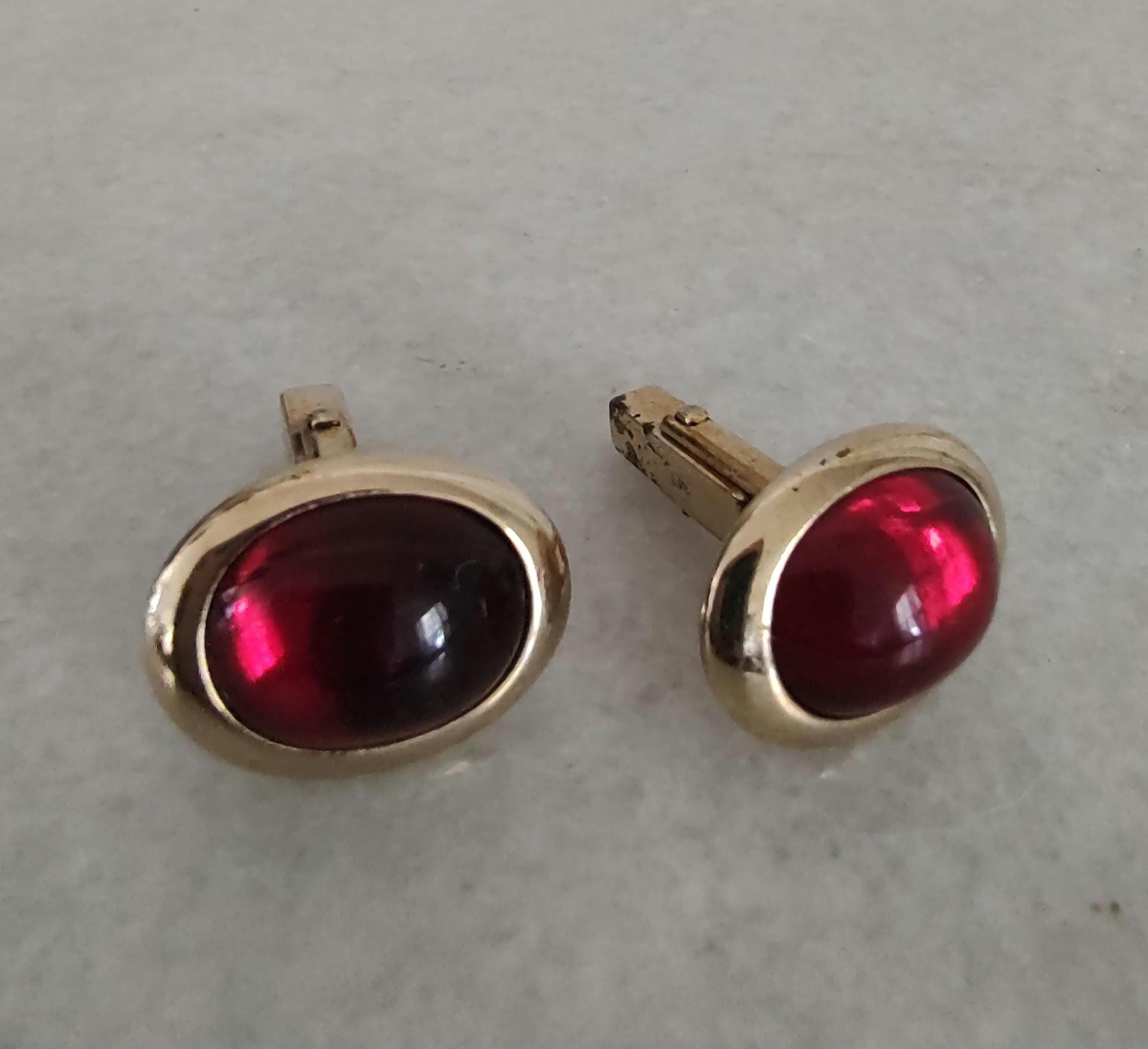 Boutons De Manchette Vintage Dorés à Strass Par ANSON (Réf. 4317) - Occasion En Bon état