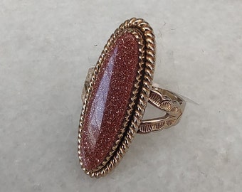Vintage Goldstone Costume Ring - EE19