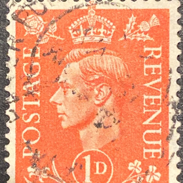 Revenue stamp orange 1d postage , vintage worldwide different cancellations