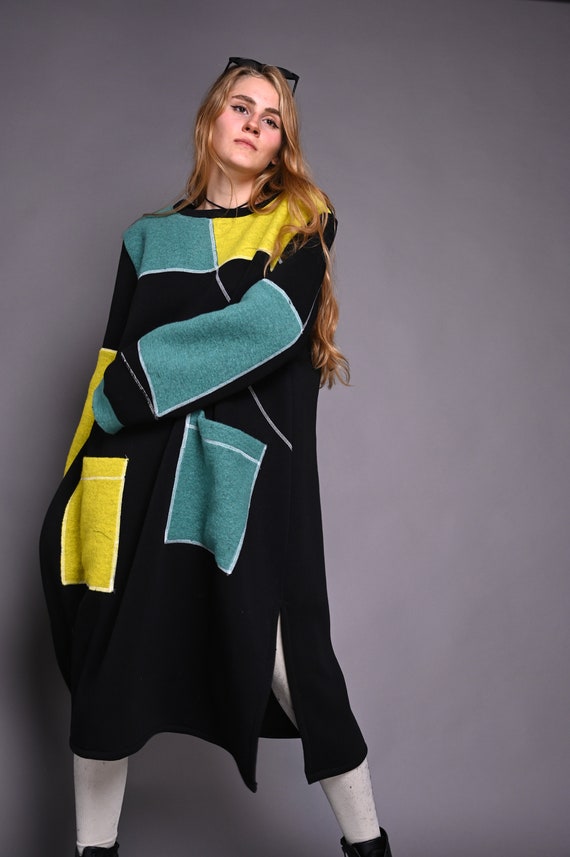 winter tunic dress Teal Cocoon Winter Pocket Tunic Dress