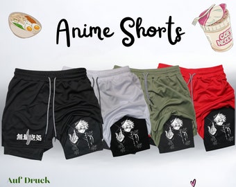 Short de sport en maille pour hommes Anime Y2K Streetwear - Shorts de fitness et de basket-ball d'été, shorts à séchage rapide, Anime Merch, shorts Anime Manga