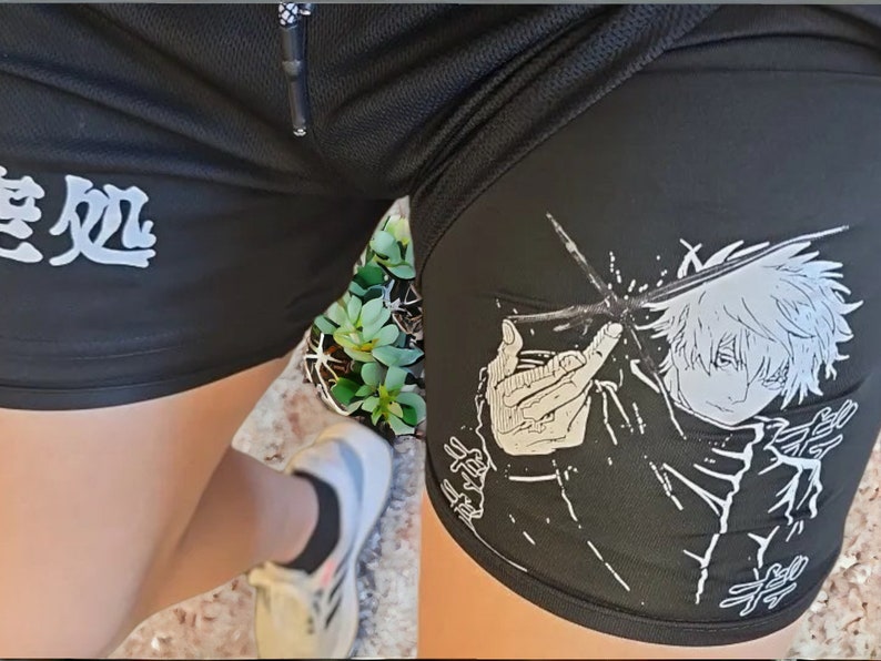 Herren Anime Y2K Streetwear Mesh Gym Shorts Sommer Fitness & Basketball Shorts, Schnelltrocknend Shorts, Anime Merch, Anime Manga Shorts Bild 8