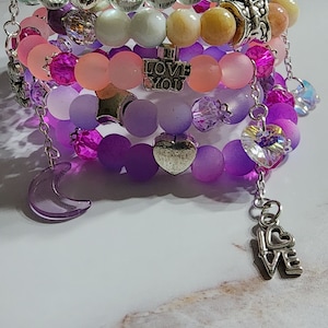 Mermaid bead Bracelet & Luminous Charm bracelets for Women w/ dangle charm | Handmade Colorful glass beaded bracelets for every occasion |