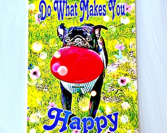 Black Pug with Frisbee Giclée Print – Inspirational Home Decor