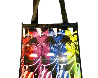 Colorful Pug Art Reusable Grocery Bag: Recycled Material Tote