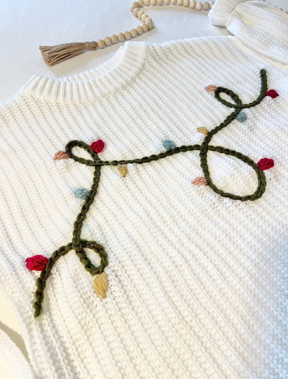 Holiday Lights and Christmas Sweater for Women, Adult, Chunky Knit Sweater Gift, Mommy and Me Matching