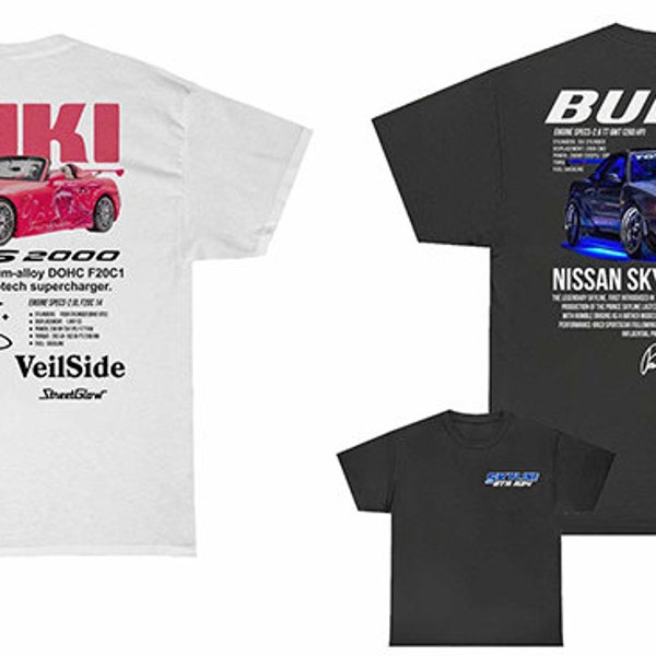 T-shirt SUKI, BULLET, Skyline, R34, S2000 (prix pour 1)