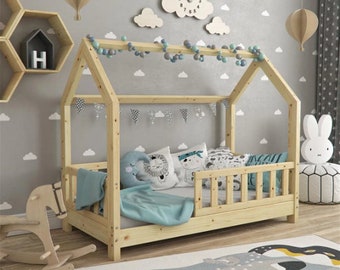 Hausbett, Kinderbett, Cama para niños pequeños, Cama de casa, Cama Montessori, Montessori Bett, Cama de casa, Cama para niños pequeños, Lit montessori, Lit enfant, Kinderbett