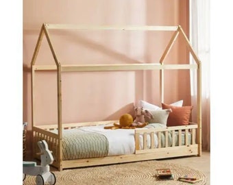 Cama de piso para niños pequeños, Boden bett, Hausbett, Kinderbett, cama para niños pequeños, cama de casa, cama de piso Montessori, Montessori Bett, Lit montessori, Lit enfant