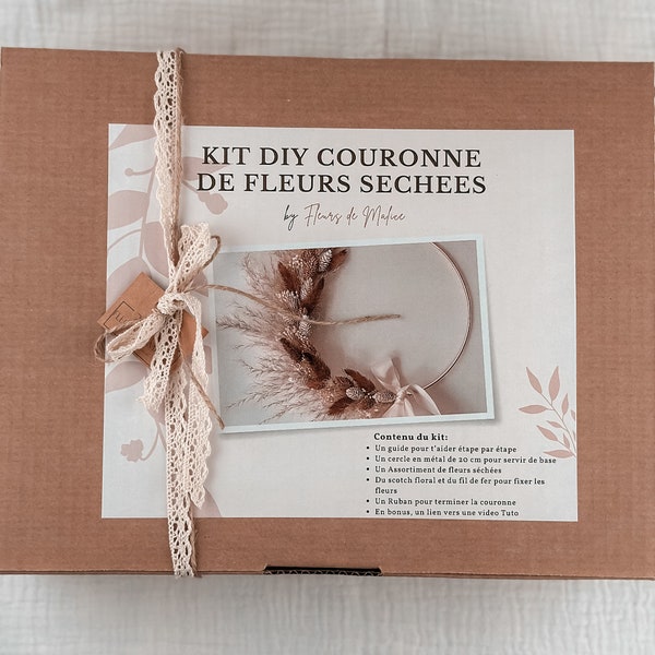 Kit DIY Couronne de Fleurs séchées, activité manuelle pour décoration murale bohème