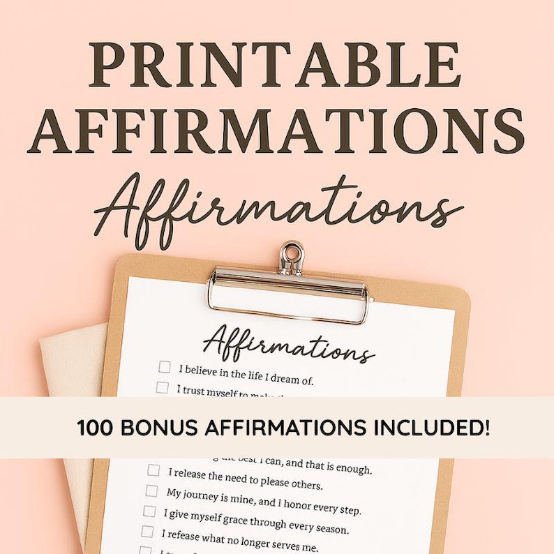 Affirmation Checklist 90-day Printable Guided Journal | Daily Self-care Planner With ...