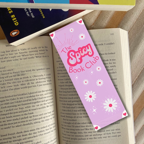 Retro Flowers and Spicy Romance Reader Bookmark Download Printable Bookmarks Bookmark PNG Digital Download