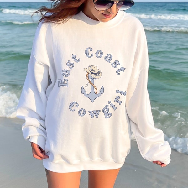 Coastal Cowgirl Sweatshirt Relaxed Fit Jumper, for East Coast Cowgirl or Coastal Granddaughter, for Beach Sweatshirt and Summer Pullover