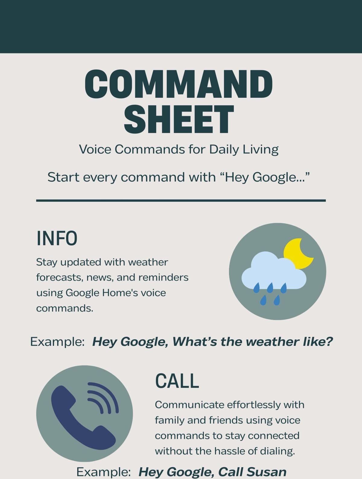 Image showcasing Google Home Voice Commands Cheat Sheet: Smart Speaker Guide (digital ...
