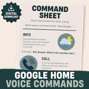 Google Home Voice Commands Cheat Sheet: Smart Speaker Guide (Digital Download)