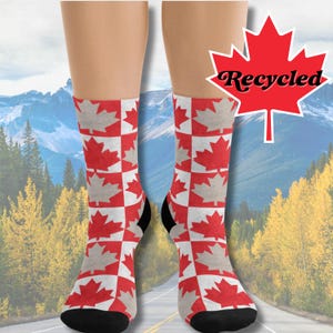 Canadian Maple Leaf Socks: Eco-Friendly Recycled Knit