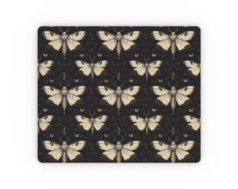 Gothic Death Moth Mouse Pad - Dark, Spooky, Alternative, Rectangle Workspace Accessory, Office Decor