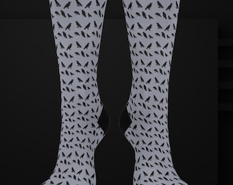 Gothic Raven Socks - Horror Lover&#39;s Gift, Edgar Allen Poe, Bird Lover Socks, Crow Socks, Cushioned Crew Socks