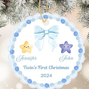 Personalized Twins Ceramic Ornament: Baby&#39;s First Christmas Keepsake