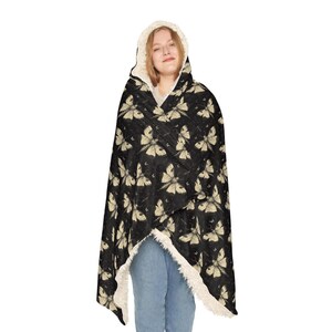 Gothic Death Moth Snuggie Blanket - Cozy Hooded Wrap Dark Aesthetic Halloween Gift Spooky Vintage style image 5