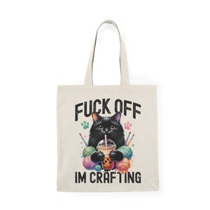 Draagtas Funny Cat Crafting: milieuvriendelijk katoenen canvas