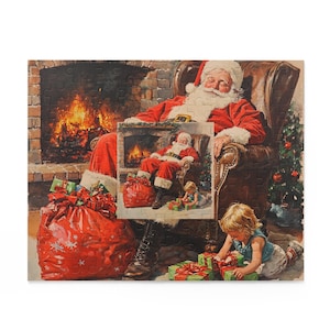 Puzzle, Vintage Style Christmas Scene Santa Child, Holiday Jigsaw 500-Piece, Holiday Gift, Festive Pastime, Family Activity, Christmas