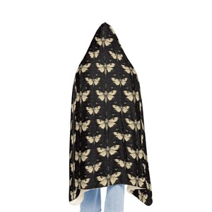 Gothic Death Moth Snuggie Blanket - Cozy Hooded Wrap Dark Aesthetic Halloween Gift Spooky Vintage style image 4