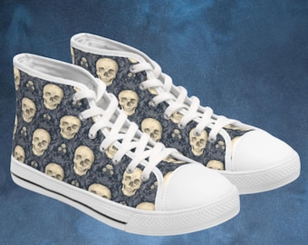 Goth Skull High Top Sneakers: Punk Style Footwear
