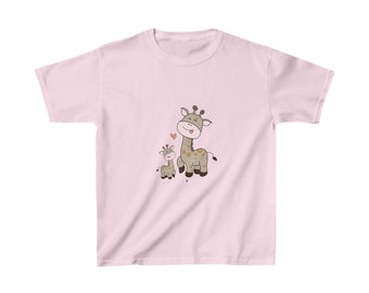 Kids Heavy Cotton™ T-shirt met schattig giraffe-motief.