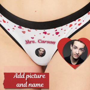 Benutzerdefinierte Name Frauen Tangas für Valentinstag Geschenk, personalisierte Höschen, Cusamo Tanga mit Gesicht, Geschenk für sie, String mit Foto, kundenspezifische Anfertigung