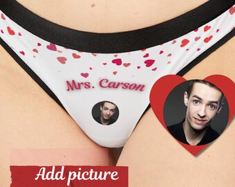 Tanga personalizada con foto, Braguitas con nombre personalizado, Regalo de San Valentín