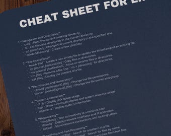 Linux Cheat Sheet Mouse Pad: Tech Lover Desk Accessory
