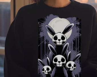 Felpa gotica con coniglietto spettrale: pullover grunge di Halloween