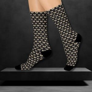 Death Moth Socks, Gothic Style Footwear, Dark Vibe Accessories, Unique Clothing Gift, Goth Socks, Gift for Her/Him