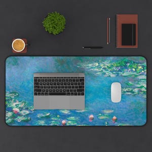 Monet Water Lilies Desk Mat: Classic Art Mouse Pad, Office Decor