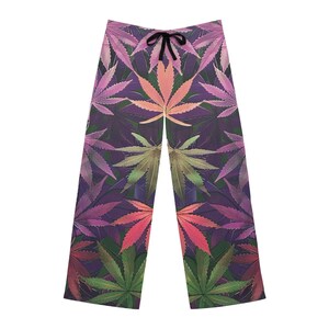 Mens Colorful Cannabis Leaf Pajama Pants - Cozy Drawstring Loungewear Men's Pajama Pants (AOP)
