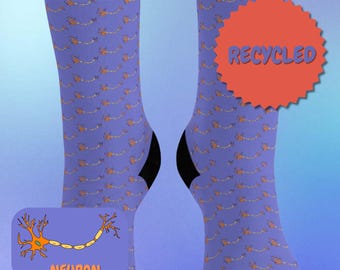 Colorful Neuron Pattern Socks: Recycled Poly, Science Gift