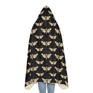 Gothic Death Moth Snuggie Blanket - Cozy Hooded Wrap Dark Aesthetic Halloween Gift Spooky Vintage style image 6