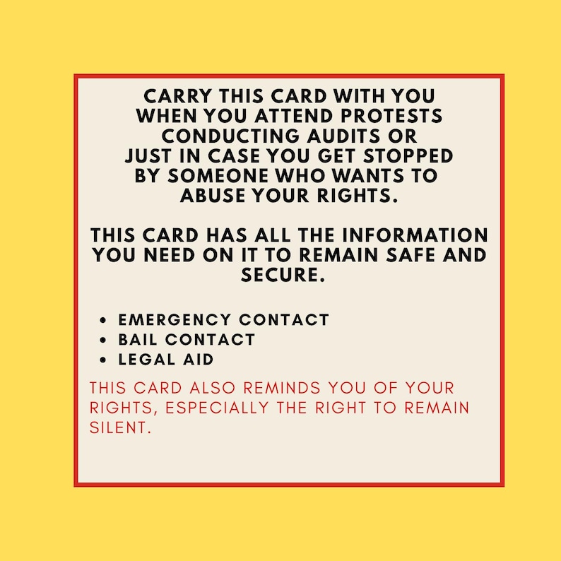 Legal Rights Cards Know Your Rights Card: Bold Design, Clear Info (digital Download - Etsy