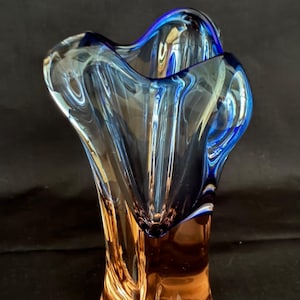 Vintage Czech Sculptural Blown Glass Vase by Josef Hospodka