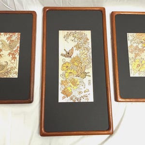 Franklin Mint Nature Art, Silver Etchings with 24KT Gold, Framed Set of 3