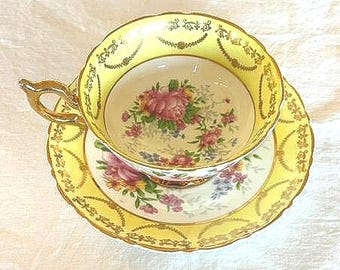 Regency Fine Bone China Vintage Footed Teacup and Saucer