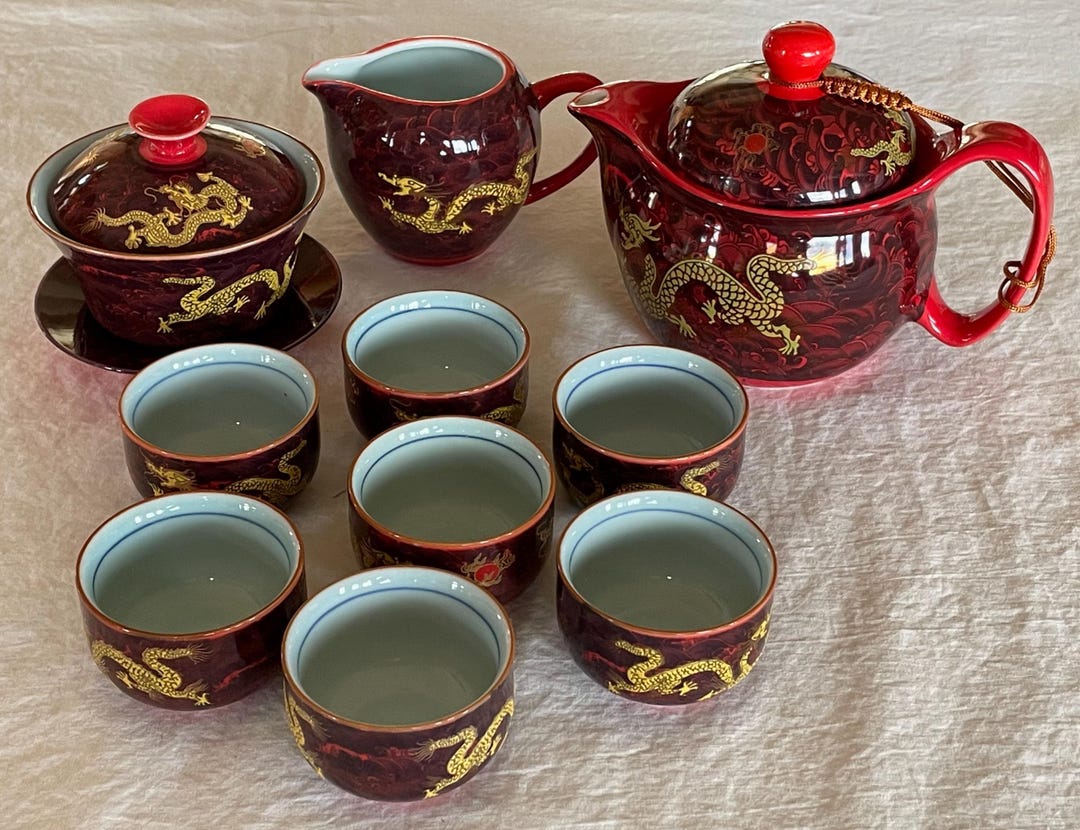 Vintage Asian Dragon Tea Set - Etsy