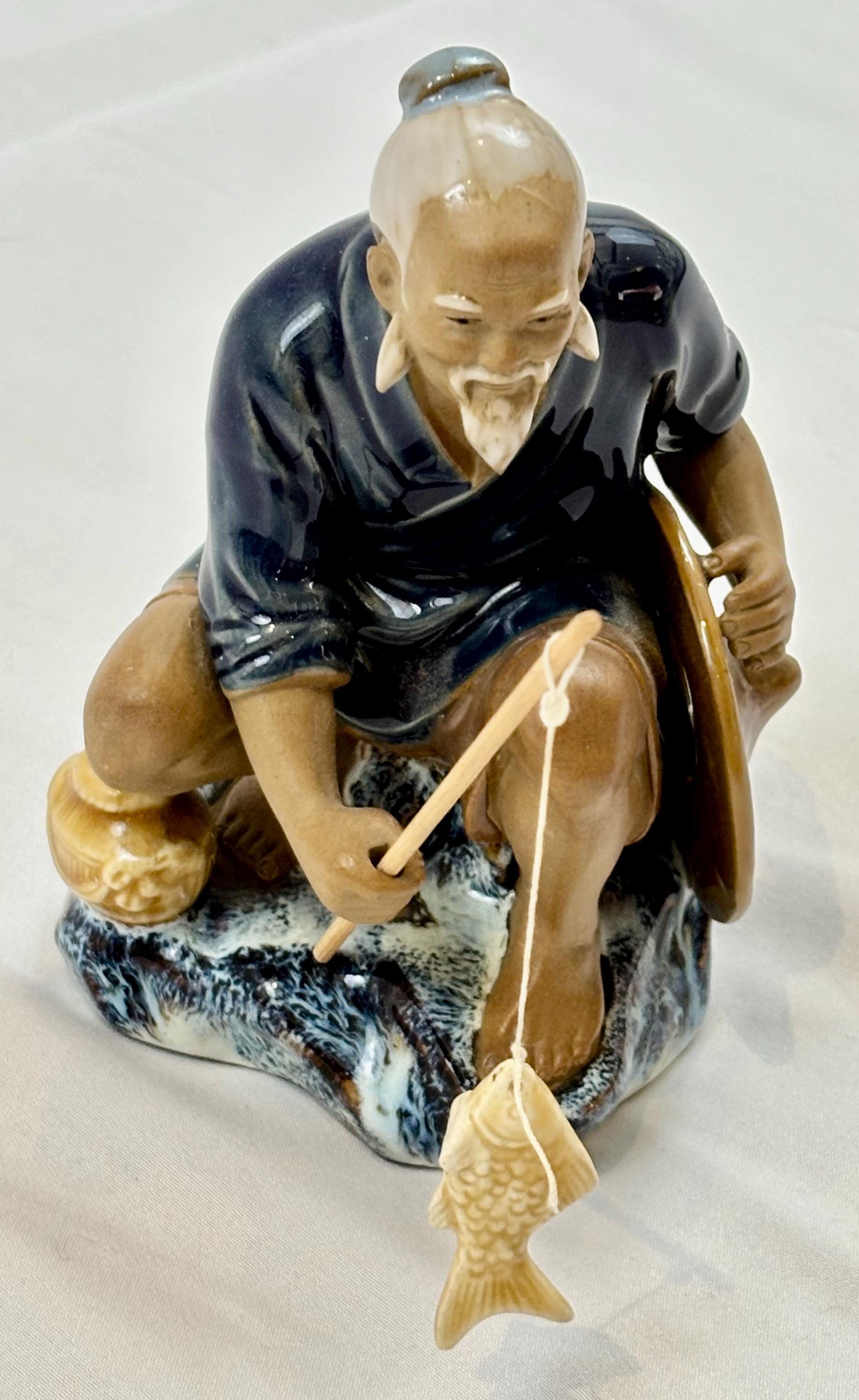 中国の泥人漁師の石湾の置物 - Etsy 日本