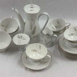 Rosenthal Regina Platinum Coffee/Teapot, Sugar Bowl, Creamer, 9 Cups and Saucers