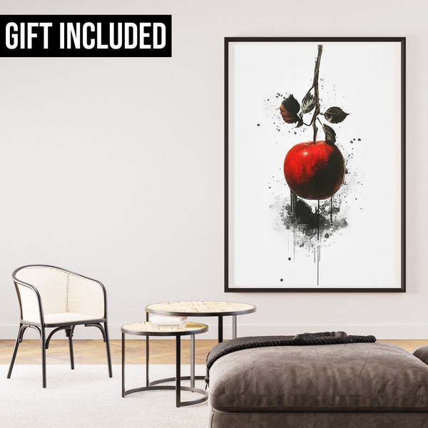Red Apple Print, Apple Poster, Fruit Poster, Apple Print, Red Apple Art Print, Instant Digital Download, Printable Wall Art