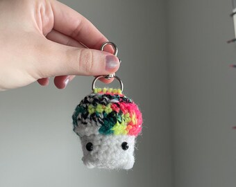 crochet mushroom keychain
