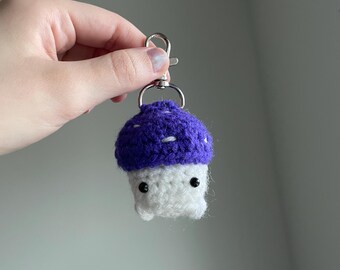 crochet mushroom keychain