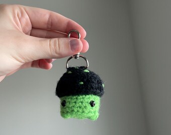 crochet mushroom keychain